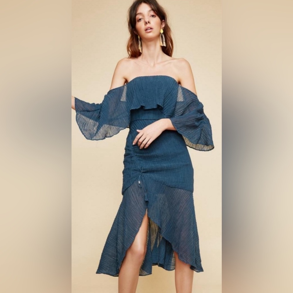 NWT C/MEO Collective Sacrifices Midi Dress in Emerald Size S